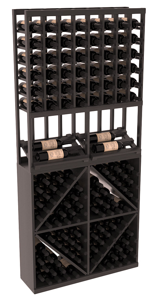 InstaCellar - 8 Column Side Display 96 Bin Combo in Premium Redwood Black stained with WineSafe™ Satin Sealant