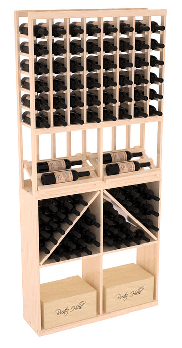 InstaCellar - 8 Column Side Display 96 Bin/Case Combo in Ponderosa Pine Unstained with WineSafe™ Satin Sealant