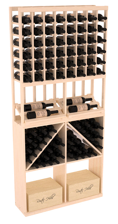 InstaCellar - 8 Column Side Display 96 Bin/Case Combo in Ponderosa Pine Unstained with WineSafe™ Satin Sealant