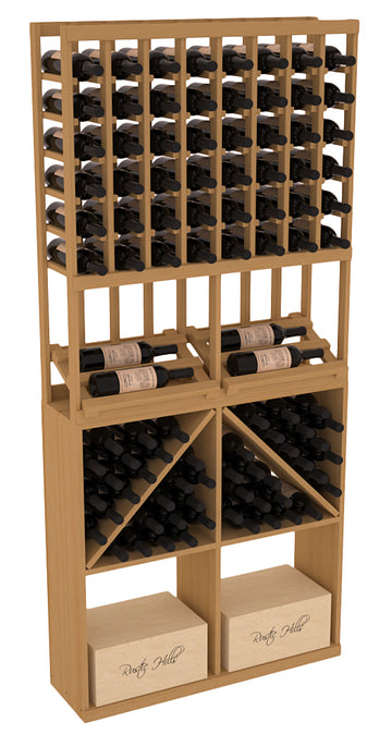 InstaCellar - 8 Column Side Display 96 Bin/Case Combo in Ponderosa Pine Oak stained without WineSafe™ Satin Sealant
