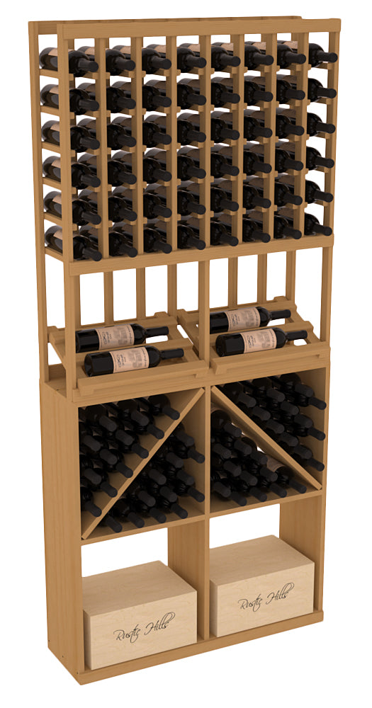 InstaCellar - 8 Column Side Display 96 Bin/Case Combo in Ponderosa Pine Oak stained without WineSafe™ Satin Sealant