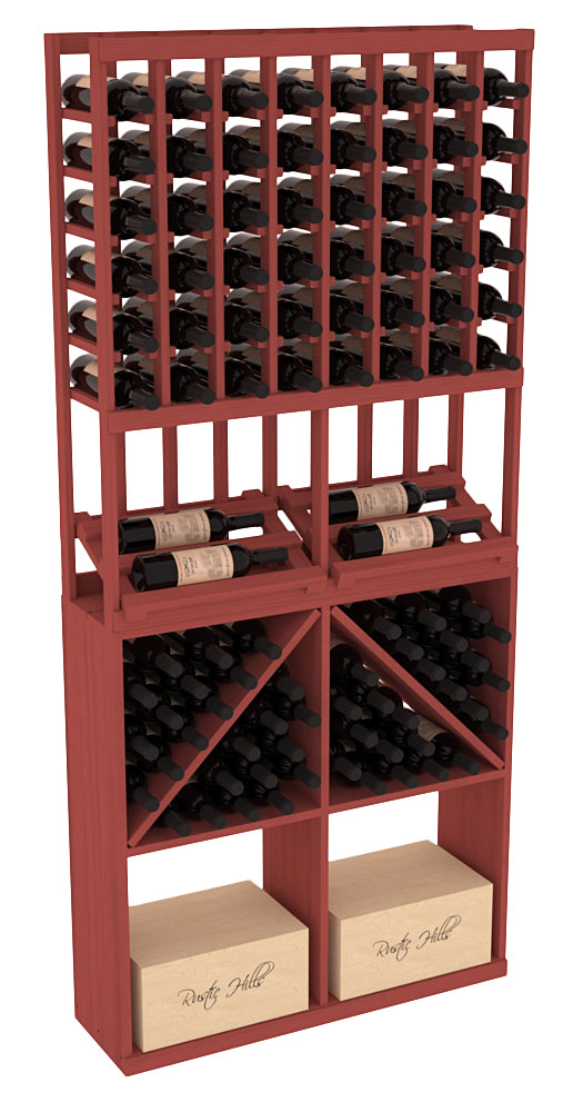 InstaCellar - 8 Column Side Display 96 Bin/Case Combo in Ponderosa Pine Cherry stained without WineSafe™ Satin Sealant