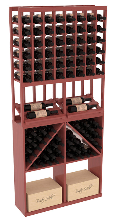 InstaCellar - 8 Column Side Display 96 Bin/Case Combo in Ponderosa Pine Cherry stained with WineSafe™ Satin Sealant