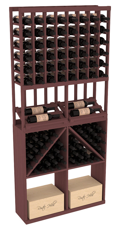 InstaCellar - 8 Column Side Display 96 Bin/Case Combo in Ponderosa Pine Walnut stained without WineSafe™ Satin Sealant