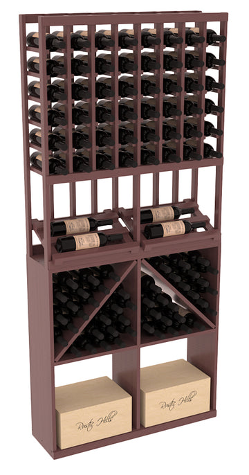 InstaCellar - 8 Column Side Display 96 Bin/Case Combo in Ponderosa Pine Walnut stained with WineSafe™ Satin Sealant