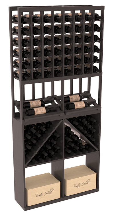 InstaCellar - 8 Column Side Display 96 Bin/Case Combo in Ponderosa Pine Black stained with WineSafe™ Satin Sealant