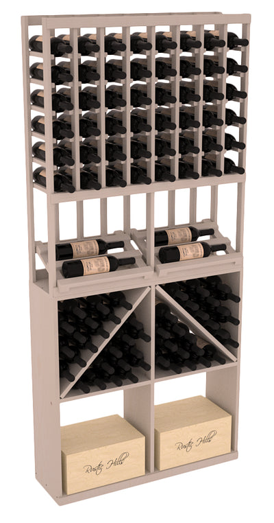 InstaCellar - 8 Column Side Display 96 Bin/Case Combo in Ponderosa Pine Greywash stained without WineSafe™ Satin Sealant