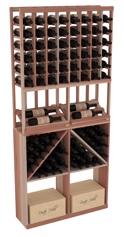 InstaCellar - 8 Column Side Display 96 Bin/Case Combo in Premium Redwood Unstained without WineSafe™ Satin Sealant