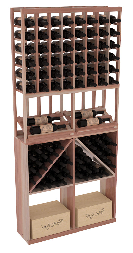 InstaCellar - 8 Column Side Display 96 Bin/Case Combo in Premium Redwood Unstained with WineSafe™ Satin Sealant