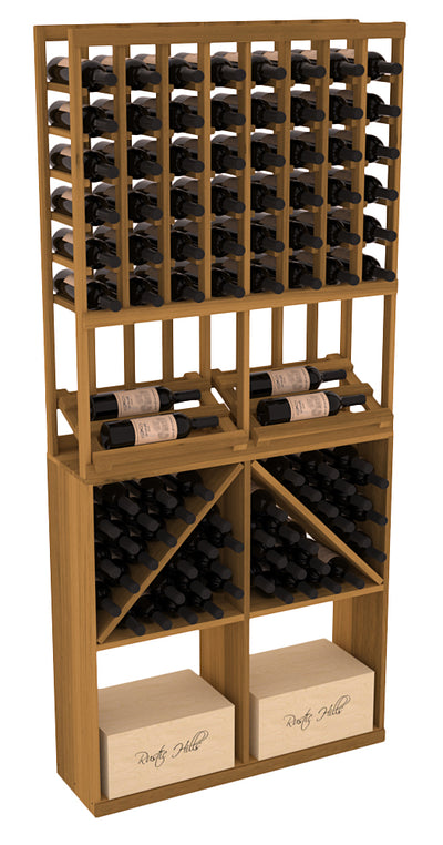 InstaCellar - 8 Column Side Display 96 Bin/Case Combo in Premium Redwood Oak stained without WineSafe™ Satin Sealant
