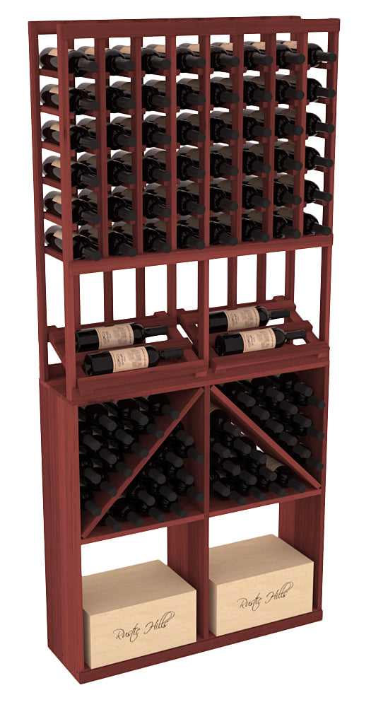 InstaCellar - 8 Column Side Display 96 Bin/Case Combo in Premium Redwood Cherry stained without WineSafe™ Satin Sealant