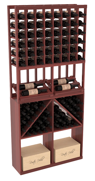 InstaCellar - 8 Column Side Display 96 Bin/Case Combo in Premium Redwood Cherry stained with WineSafe™ Satin Sealant
