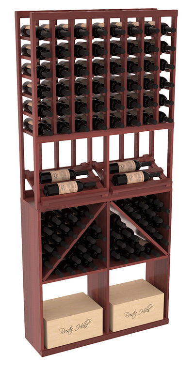 InstaCellar - 8 Column Side Display 96 Bin/Case Combo in Premium Redwood Cherry stained with WineSafe™ Satin Sealant