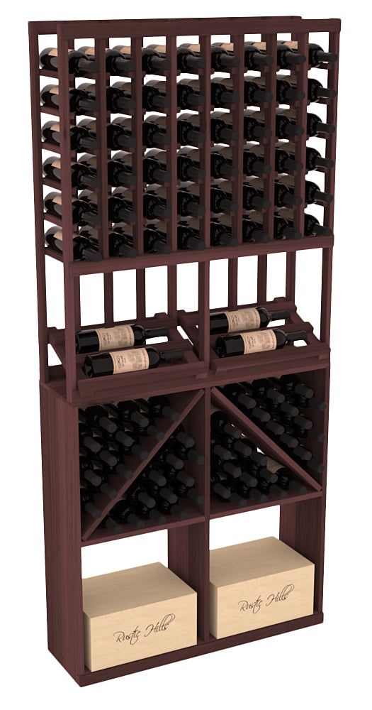 InstaCellar - 8 Column Side Display 96 Bin/Case Combo in Premium Redwood Walnut stained without WineSafe™ Satin Sealant