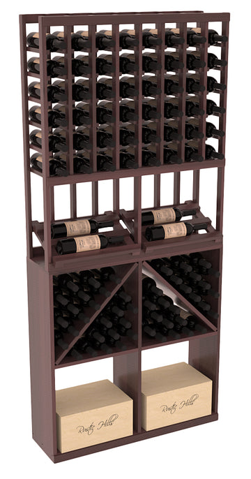 InstaCellar - 8 Column Side Display 96 Bin/Case Combo in Premium Redwood Walnut stained with WineSafe™ Satin Sealant
