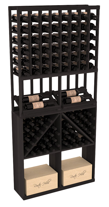 InstaCellar - 8 Column Side Display 96 Bin/Case Combo in Premium Redwood Black stained without WineSafe™ Satin Sealant