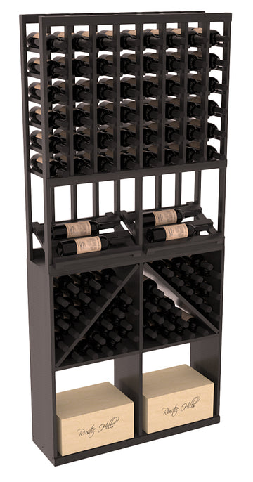 InstaCellar - 8 Column Side Display 96 Bin/Case Combo in Premium Redwood Black stained with WineSafe™ Satin Sealant
