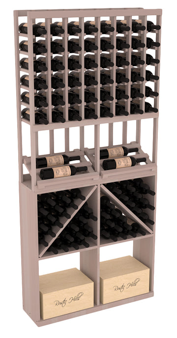 InstaCellar - 8 Column Side Display 96 Bin/Case Combo in Premium Redwood Greywash stained without WineSafe™ Satin Sealant