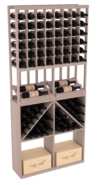 InstaCellar - 8 Column Side Display 96 Bin/Case Combo in Premium Redwood Greywash stained without WineSafe™ Satin Sealant