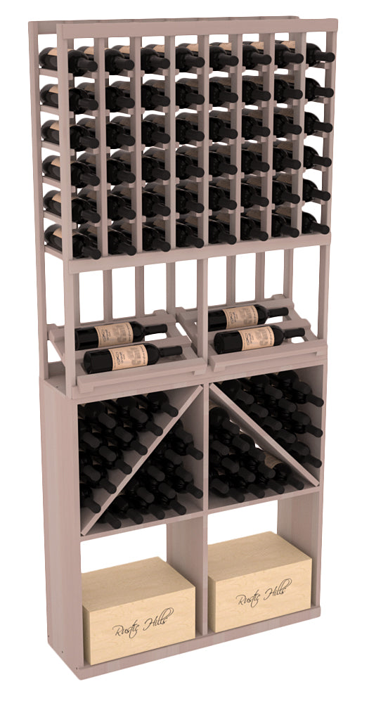 InstaCellar - 8 Column Side Display 96 Bin/Case Combo in Premium Redwood Greywash stained without WineSafe™ Satin Sealant