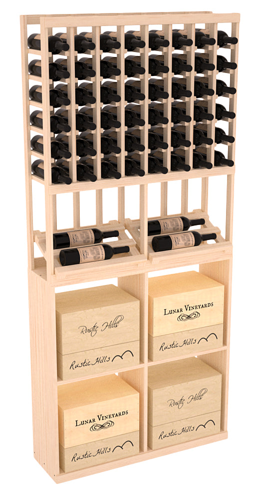 InstaCellar - 8 Column Side Display 96 Case Combo in Ponderosa Pine Unstained without WineSafe™ Satin Sealant