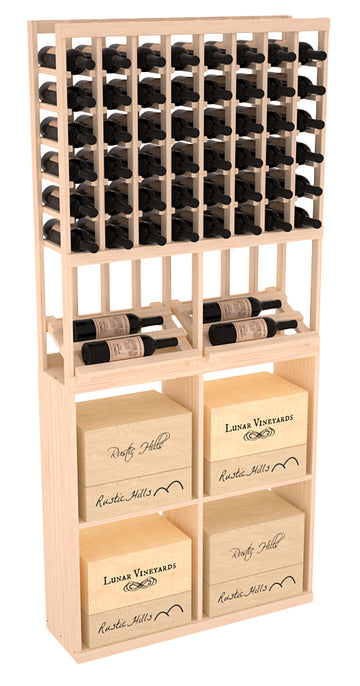InstaCellar - 8 Column Side Display 96 Case Combo in Ponderosa Pine Unstained without WineSafe™ Satin Sealant