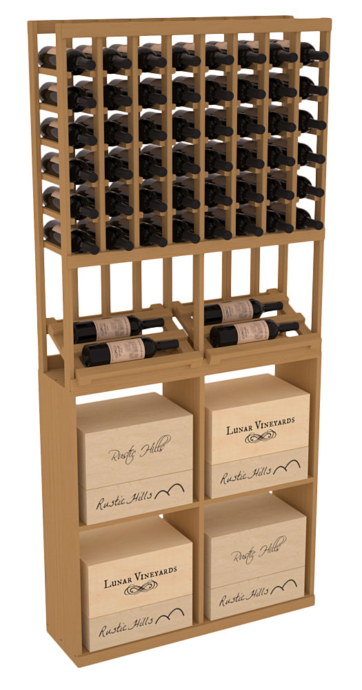 InstaCellar - 8 Column Side Display 96 Case Combo in Ponderosa Pine Oak stained without WineSafe™ Satin Sealant