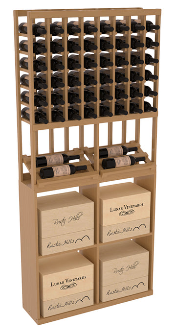 InstaCellar - 8 Column Side Display 96 Case Combo in Ponderosa Pine Oak stained with WineSafe™ Satin Sealant