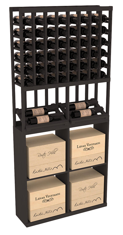 InstaCellar - 8 Column Side Display 96 Case Combo in Ponderosa Pine Black stained without WineSafe™ Satin Sealant