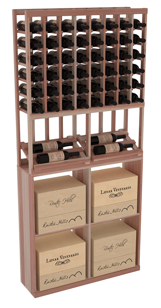 InstaCellar - 8 Column Side Display 96 Case Combo in Premium Redwood Unstained with WineSafe™ Satin Sealant