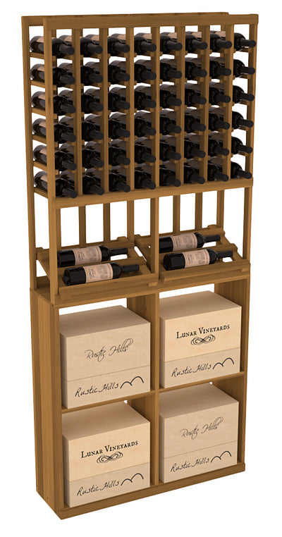 InstaCellar - 8 Column Side Display 96 Case Combo in Premium Redwood Oak stained without WineSafe™ Satin Sealant