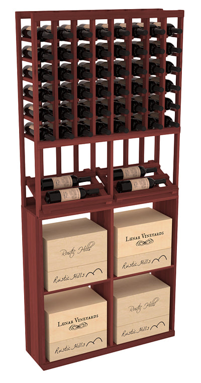 InstaCellar - 8 Column Side Display 96 Case Combo in Premium Redwood Cherry stained without WineSafe™ Satin Sealant