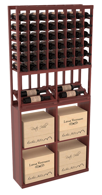 InstaCellar - 8 Column Side Display 96 Case Combo in Premium Redwood Cherry stained with WineSafe™ Satin Sealant