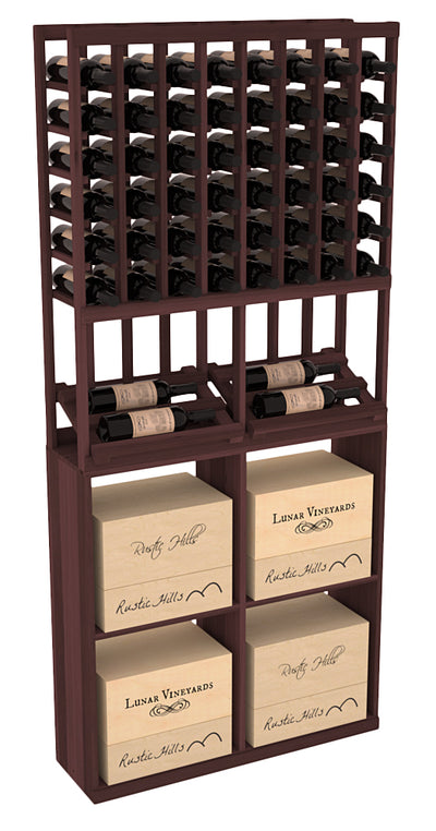 InstaCellar - 8 Column Side Display 96 Case Combo in Premium Redwood Walnut stained without WineSafe™ Satin Sealant
