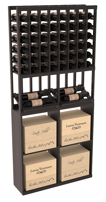 InstaCellar - 8 Column Side Display 96 Case Combo in Premium Redwood Black stained with WineSafe™ Satin Sealant