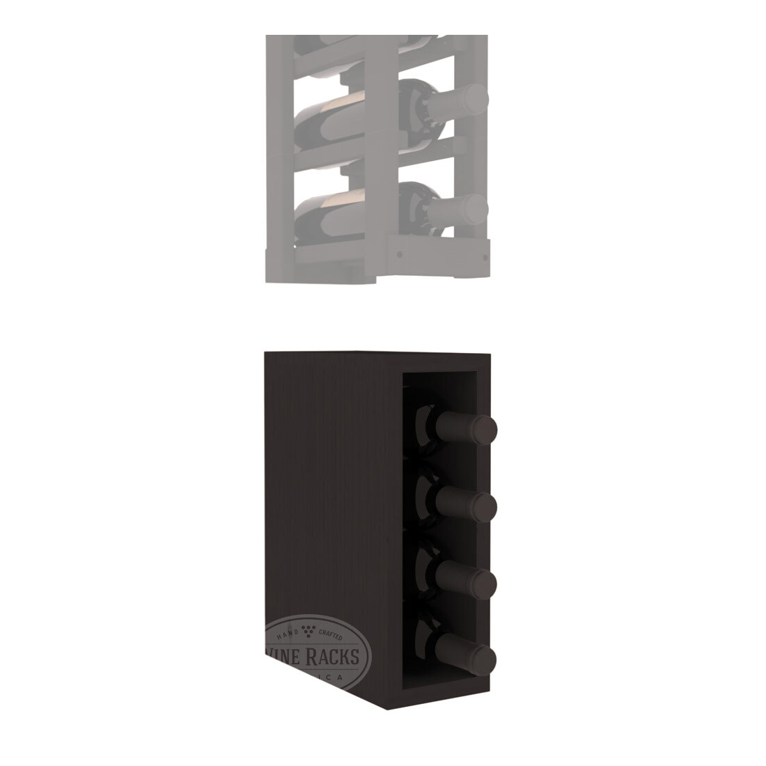 InstaCellar - 1 Column Bin Extender in Ponderosa Pine Black stained without WineSafe™ Satin Sealant