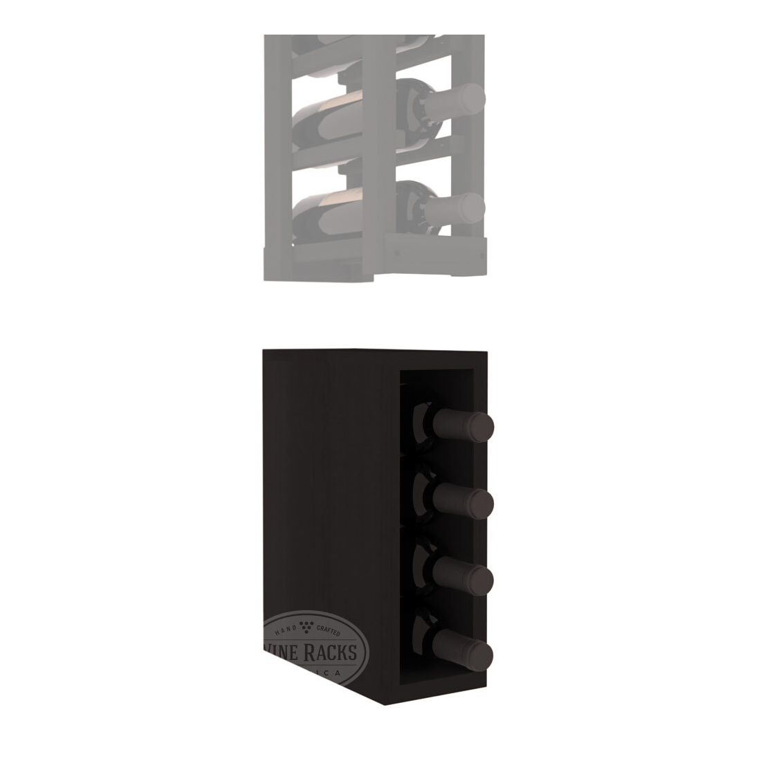 InstaCellar - 1 Column Bin Extender in Premium Redwood Black stained without WineSafe™ Satin Sealant