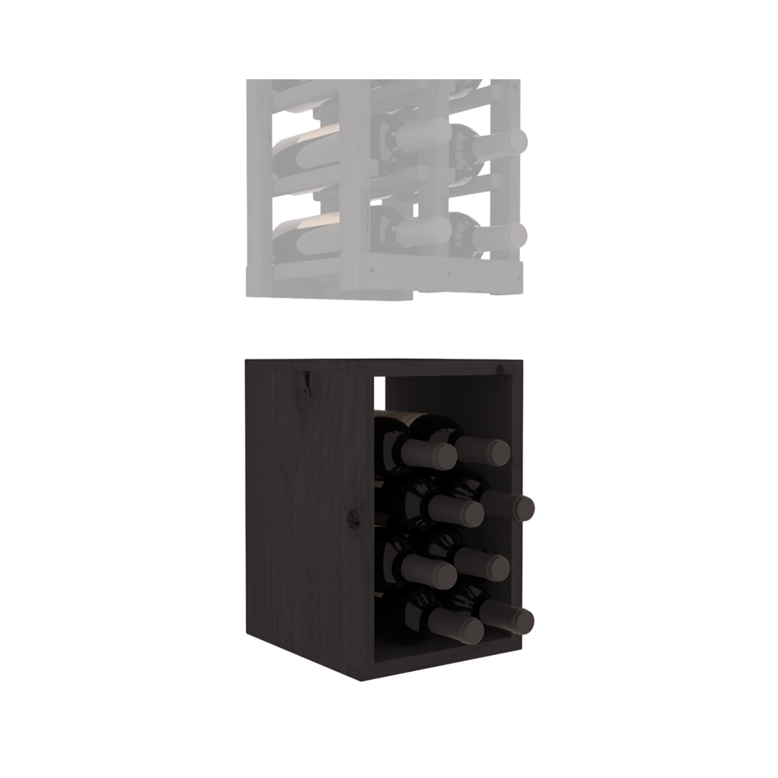 InstaCellar - 2 Column Bin Extender in Knotty Alder Black stained without WineSafe™ Satin Sealant