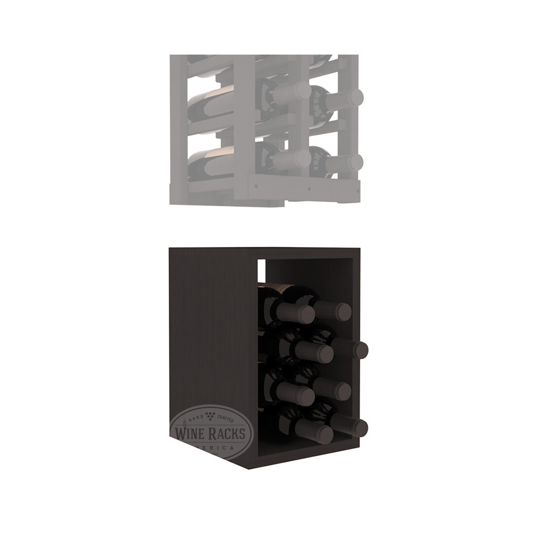 InstaCellar - 2 Column Bin Extender in Ponderosa Pine Black stained without WineSafe™ Satin Sealant