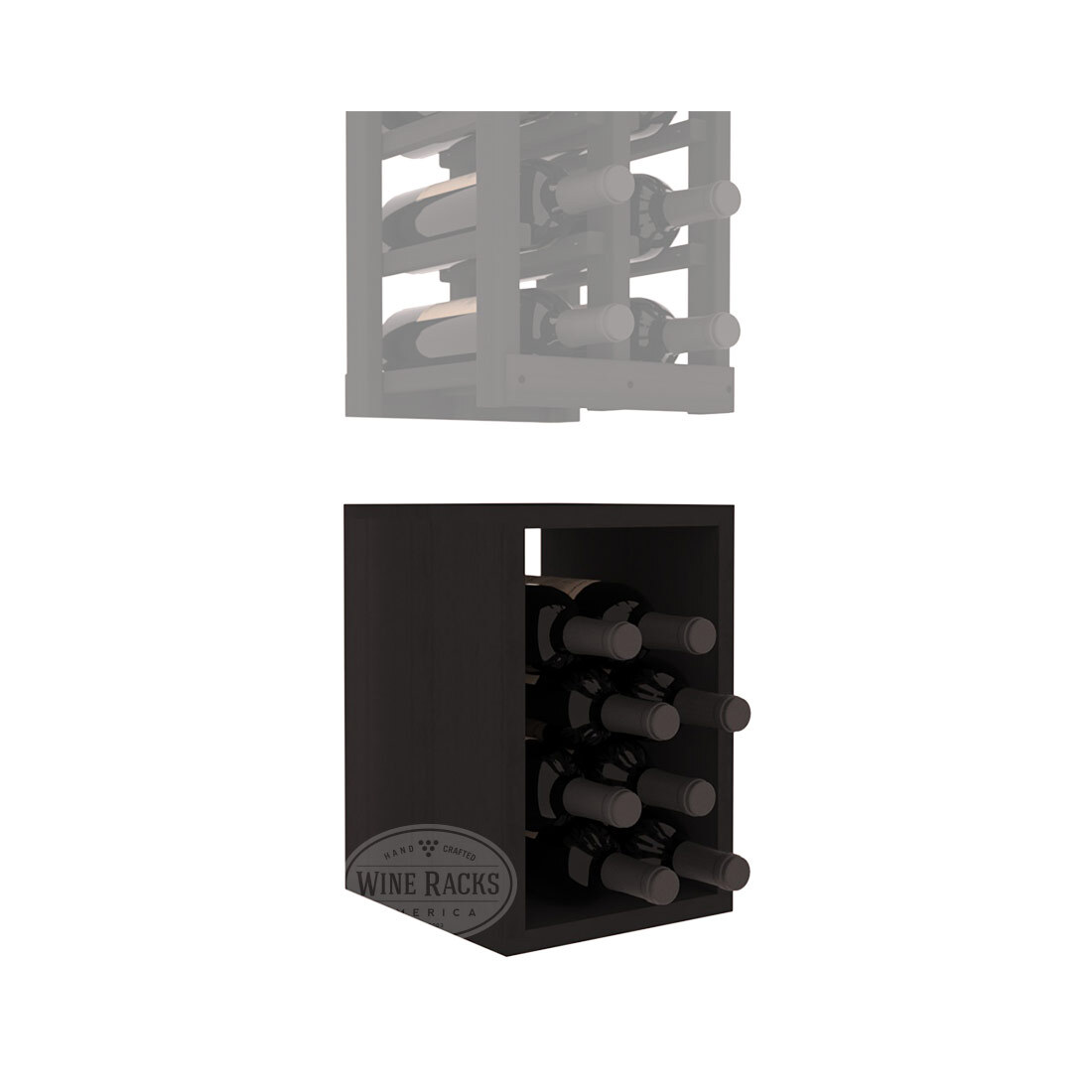 InstaCellar - 2 Column Bin Extender in Premium Redwood Black stained without WineSafe™ Satin Sealant