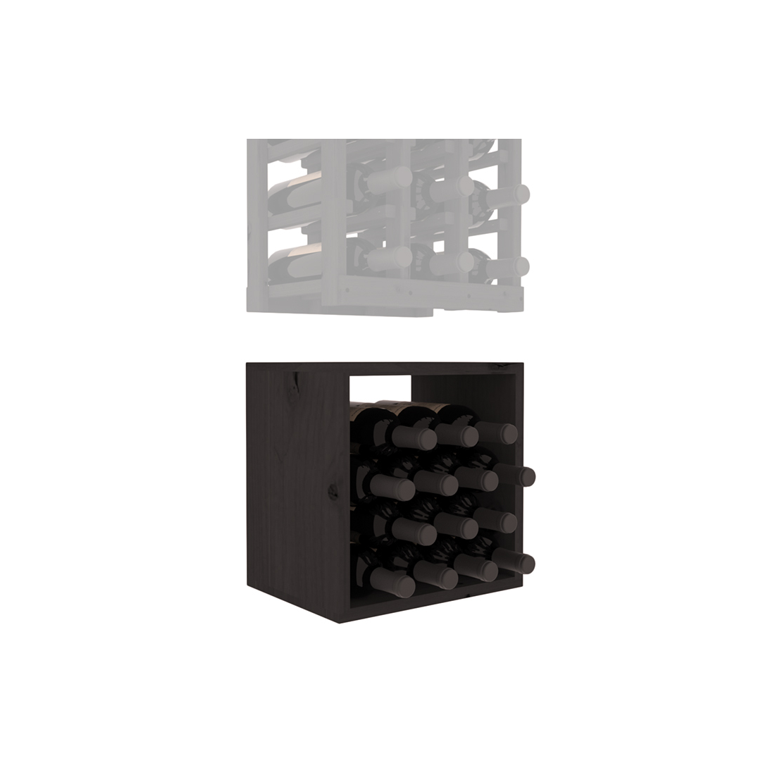InstaCellar - 3 Column Bin Extender in Knotty Alder Black stained without WineSafe™ Satin Sealant