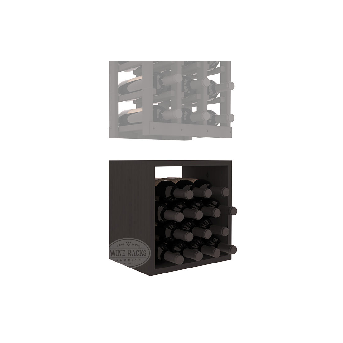 InstaCellar - 3 Column Bin Extender in Ponderosa Pine Black stained without WineSafe™ Satin Sealant