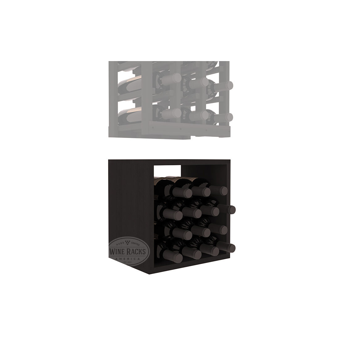 InstaCellar - 3 Column Bin Extender in Premium Redwood Black stained without WineSafe™ Satin Sealant
