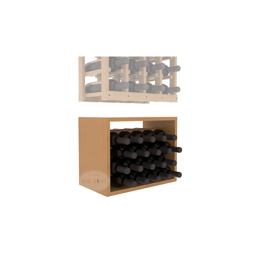 InstaCellar - 4 Column Bin Extender in Ponderosa Pine Oak stained with WineSafe™ Satin Sealant