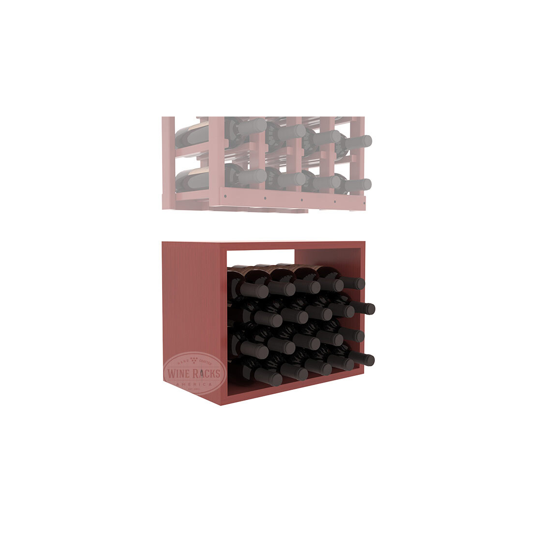 InstaCellar - 4 Column Bin Extender in Ponderosa Pine Cherry stained with WineSafe™ Satin Sealant