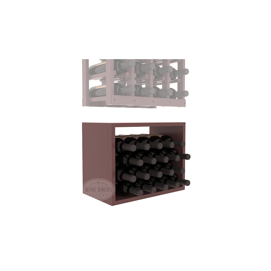 InstaCellar - 4 Column Bin Extender in Ponderosa Pine Walnut stained with WineSafe™ Satin Sealant