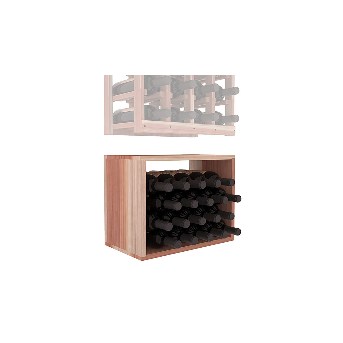 InstaCellar - 4 Column Bin Extender in Premium Redwood Unstained without WineSafe™ Satin Sealant