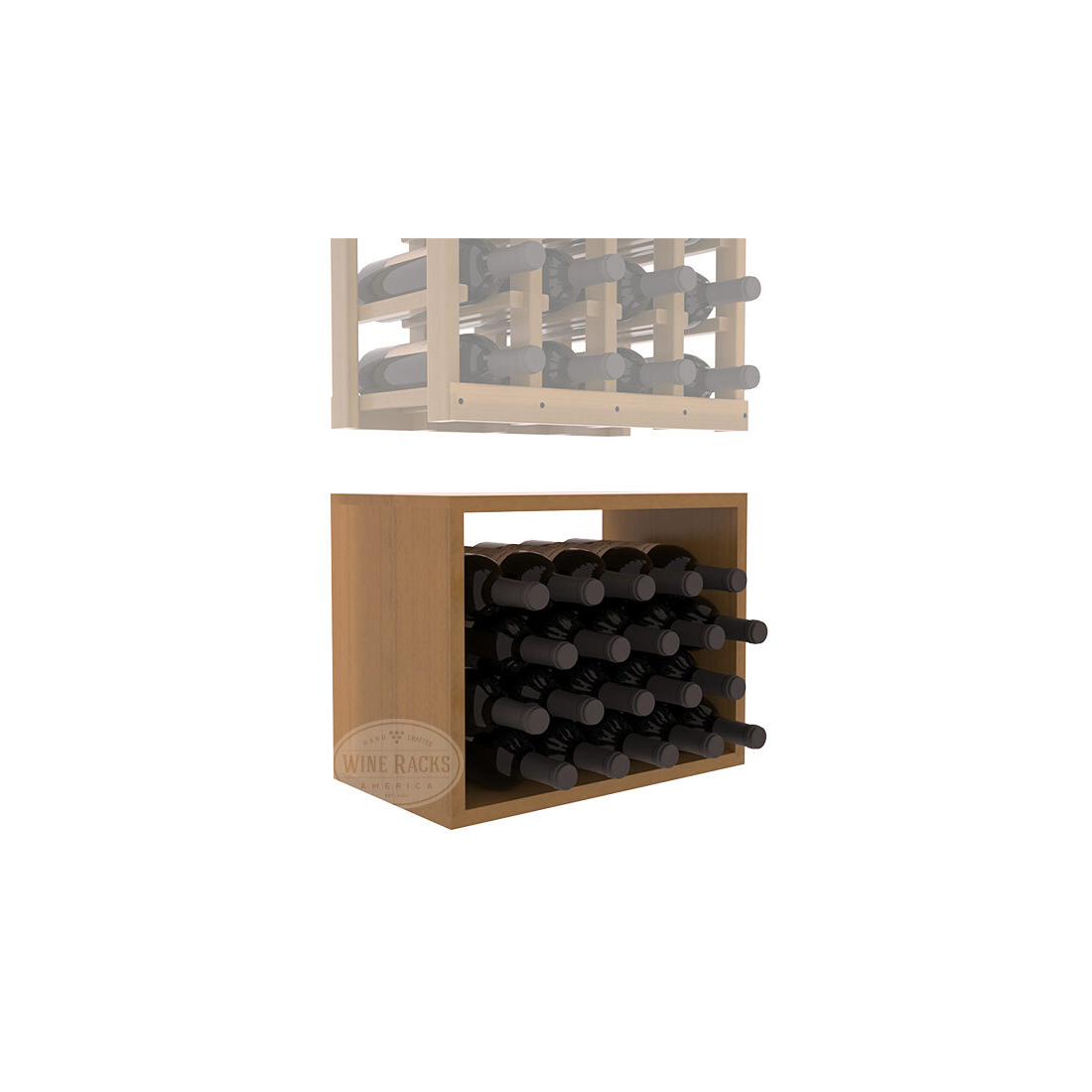 InstaCellar - 4 Column Bin Extender in Premium Redwood Oak stained with WineSafe™ Satin Sealant