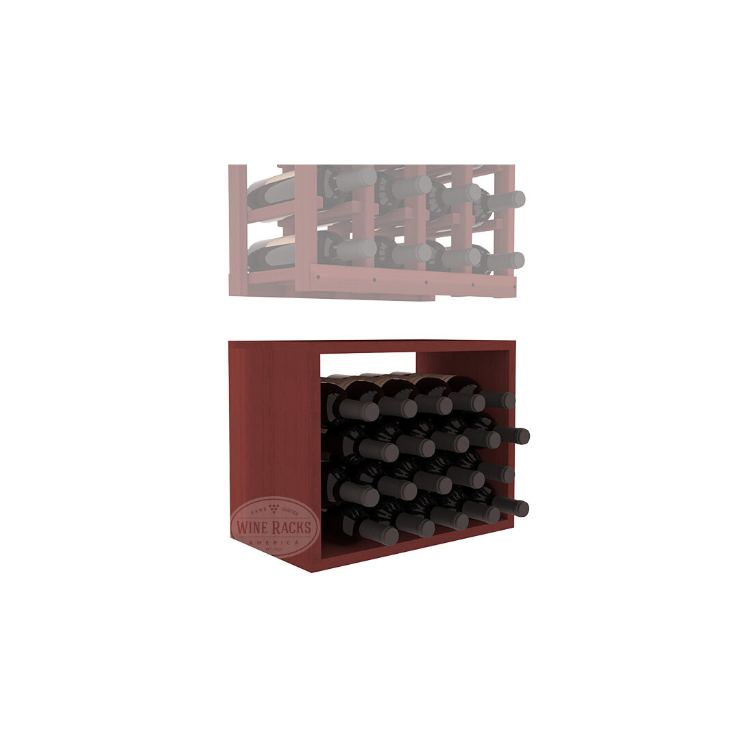 InstaCellar - 4 Column Bin Extender in Premium Redwood Cherry stained without WineSafe™ Satin Sealant