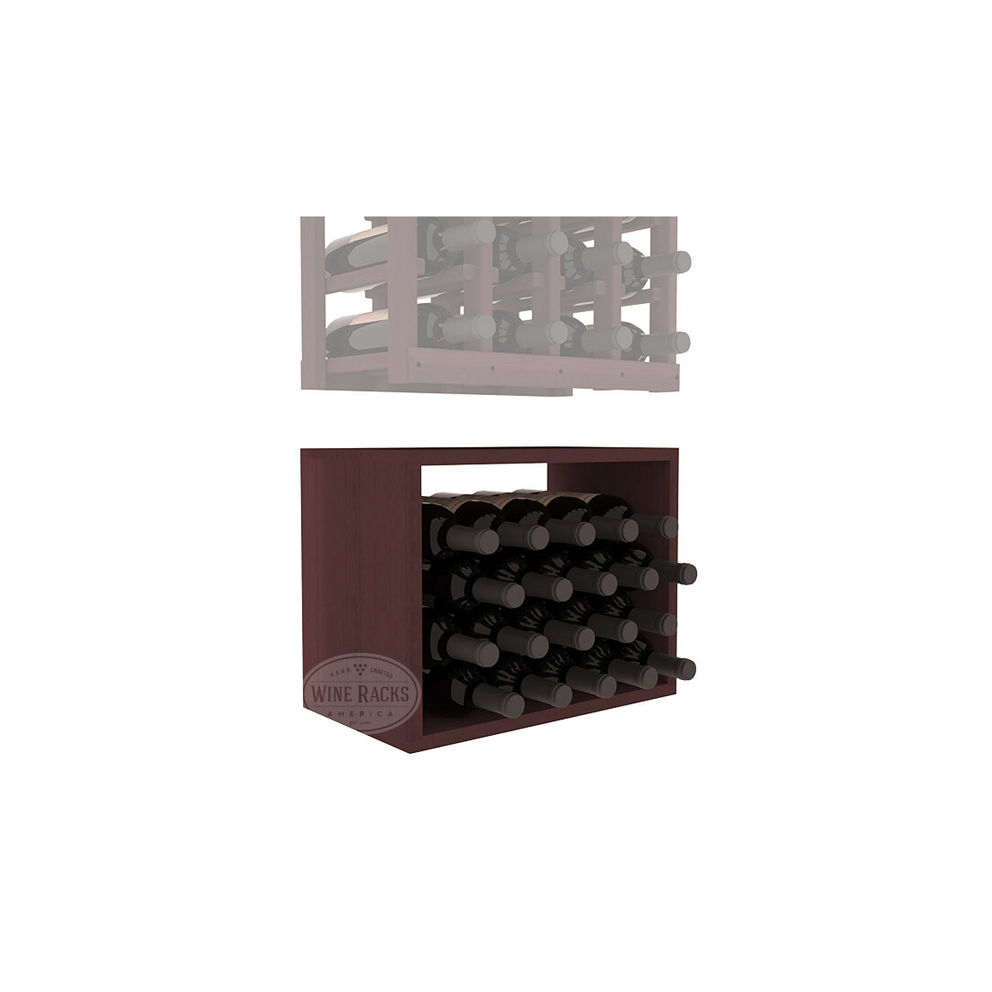InstaCellar - 4 Column Bin Extender in Premium Redwood Walnut stained without WineSafe™ Satin Sealant